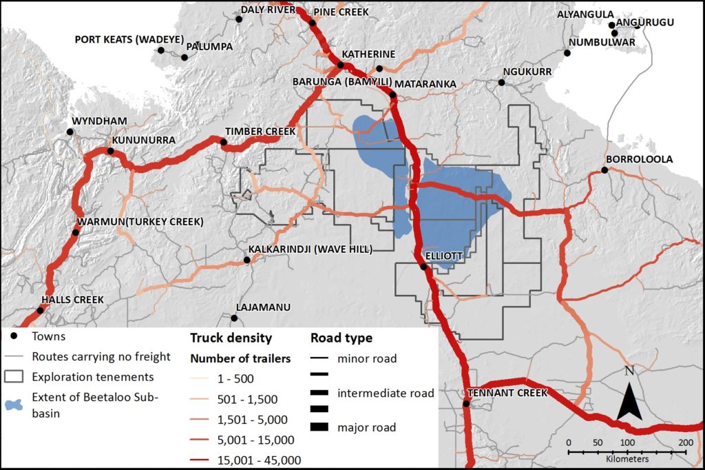 Map showing road freight densities